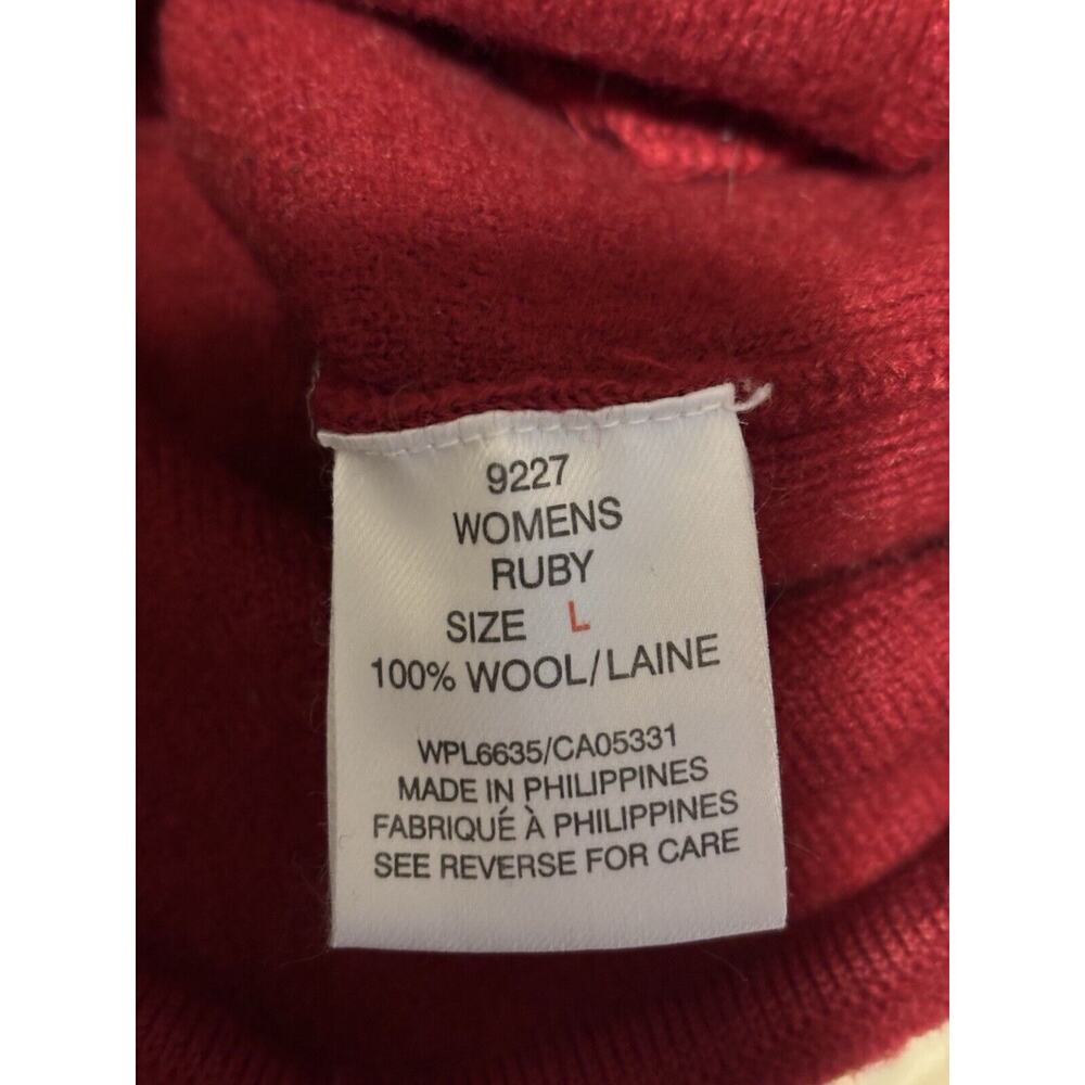 Woolrich Boiled Wool Sweater Womens L Full Zip Ruby Red Pocket Cardigan Vintage - Picture 4 of 4